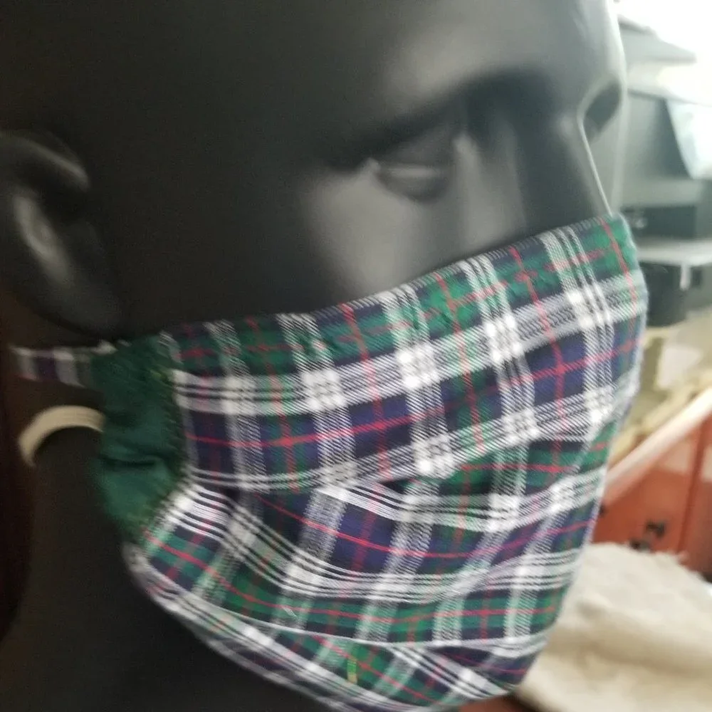 Cloth Face Mask with Silver/Copper Filters - Plaid